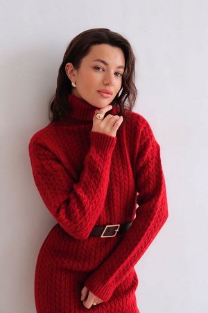 Платье вязаное красное