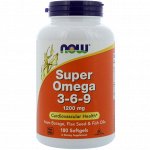 Now Foods, Super Omega 3-6-9, 1200 мг, 180 мягких таблеток