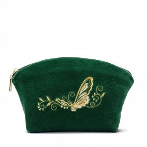 Бархатная косметичка «Бабочка», м.294 р.2019, зелёный