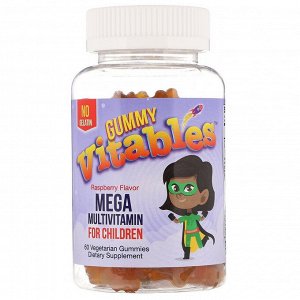 Vitables, Жевательные мега-мультивитамины для детей, без желатина, вкус малины, 60 вегетарианских жевательных таблеток