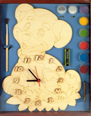 Часы с циферблатом под роспись "Собачка" с красками арт.7906/79096 /20