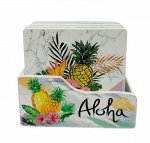 Набор подставок под горячее из дерева 6 штук с держателем PINEAPPLE