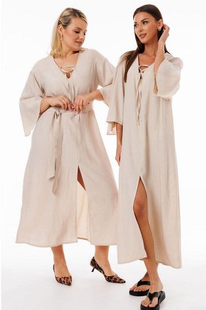Платье Платье Kivviwear 429002 кремовый 
Состав: Вискоза-100%;
Сезон: Весна
Рост: 170

Это удлиненное платье выполнено из мягкой и приятной на ощупь жатой вискозы. Благодаря такому составу, ткань обл