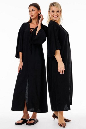 Платье Платье Kivviwear 429003 черный 
Состав: Вискоза-100%;
Сезон: Весна
Рост: 170

Это удлиненное платье выполнено из мягкой и приятной на ощупь жатой вискозы. Благодаря такому составу, ткань облад