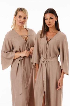 Платье Платье Kivviwear 429004 капучино 
Состав: Вискоза-100%;
Сезон: Весна
Рост: 170

Это удлиненное платье выполнено из мягкой и приятной на ощупь жатой вискозы. Благодаря такому составу, ткань обл