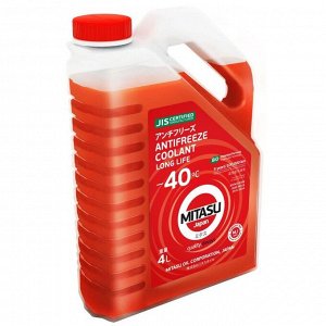 Антифриз Mitasu Red Long Life Coolant LLC, красный, -40°C, 4л, арт. MJ-641/4