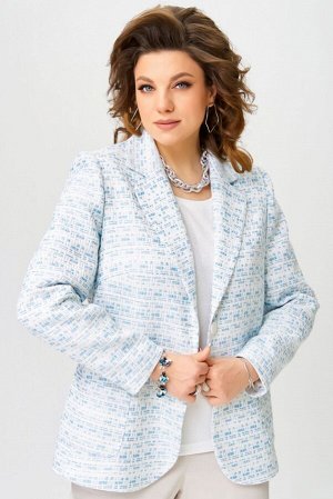 Жакет Жакет FITA 20661 бело-голубой 
Состав: Вискоза-15%; Хлопок-85%;
Сезон: Весна
Рост: 170

Жакет "Мерея" выполнен из хлопковой плотной ткани, рисунок в виде плетеной корзинки. Жакет на подкладке п