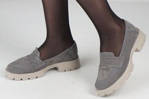 Туфли женские серые из натурального велюра