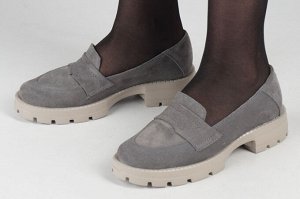Туфли женские серые из натурального велюра