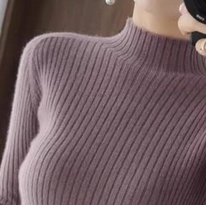 Вязаная водолазка в рубчик с длинный рукавом, черная