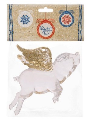 Новогоднее подвесное елочное украшение Свинка с крыльями 11