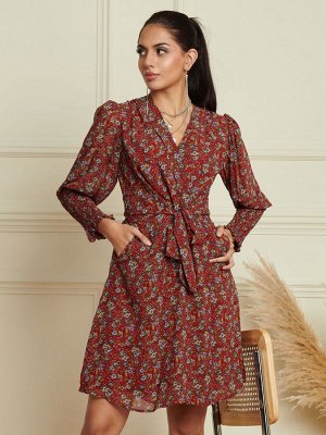 Платье Jolie Moi с манжетами и завязками на талии