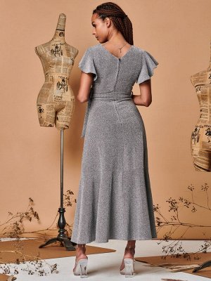 Платье макси с рюшами и металлическим эффектом от Jolie Moi Silver
