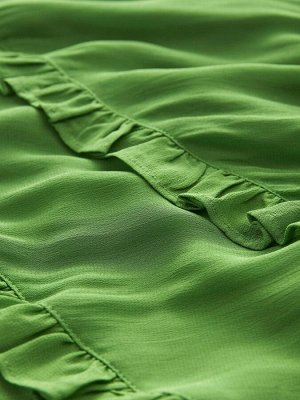 Preen Green - Платье миди с длинными рукавами и оборками на талии