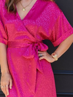 Розовый - платье-халат Myleene Klass с рукавами-кимоно и атласом