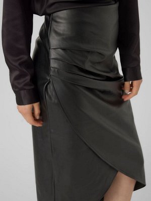 Юбка миди из искусственной кожи со сборками и запахом VERO MODA