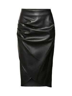 Юбка миди из искусственной кожи со сборками и запахом VERO MODA