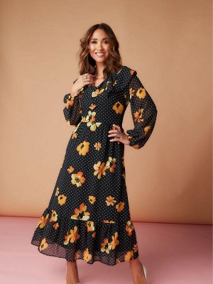 Платье миди с оранжевым цветочным принтом Myleene Klass