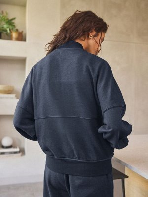 Куртка-бомбер цвета Washed Blue из 100% хлопка для отдыха