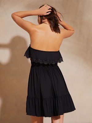 Черный - Летнее трикотажное мини-платье Lipsy Bandeau Ruffle