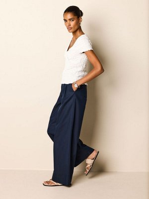 Темно-синие - хлопковые микс-брюки Smart Wide Leg