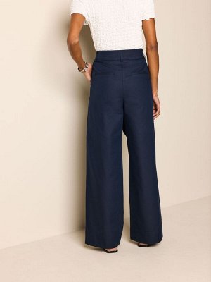 Темно-синие - хлопковые микс-брюки Smart Wide Leg