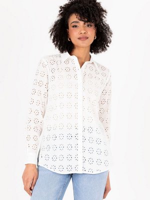 Lovedrobe Broderie 100% хлопок с длинным рукавом белая рубашка