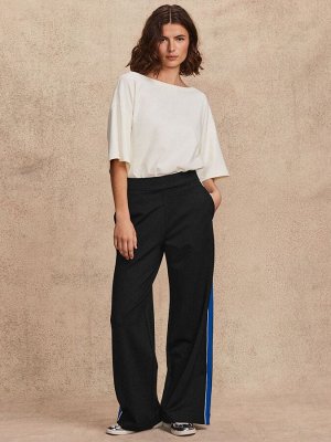Черные с синей полоской - спортивные брюки Ponte Side Stripe