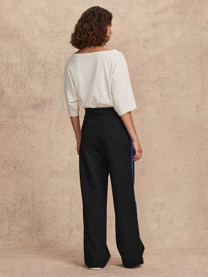 Черные с синей полоской - спортивные брюки Ponte Side Stripe