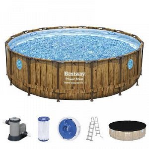 Каркасный бассейн (56725) BestWay [488х122см, 19480л, 87,7кг, лестница, тент, фильтр]