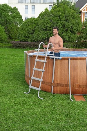 Каркасный бассейн Bestway Power Steel 610 x 366 x 122 см "Камень" 20241л, фильтр-насос, 9463л, лестница, гидромассаж, подсветка