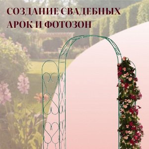 Арка садовая, 230 * 125 * 36,5 см, для вьющихся растений, металлическая, зелёная