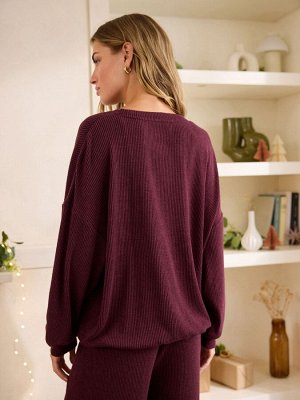Berry Red - ребристый трикотажный топ для дома