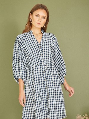 Платье-туника Mela Cotton в клетку на пуговицах