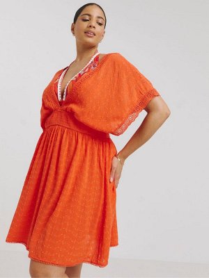 Пляжное платье Figleaves Orange Broderie