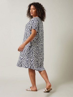 Платье Evans Blue Notch Neck с карманами