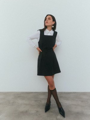 Платье-сарафан в тонкую полоску с поясом VERO MODA, приталенное мини