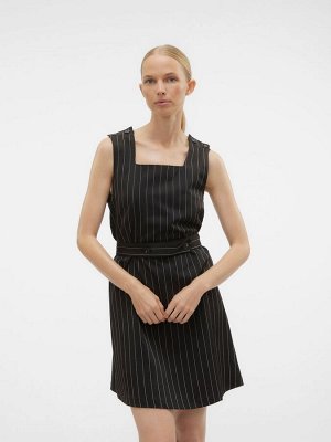 Платье-сарафан в тонкую полоску с поясом VERO MODA, приталенное мини