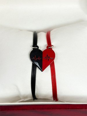 Парные магнитные браслеты "Red and black" (И)