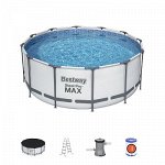 Каркасный бассейн (56420) BestWay [366х122см, 10250л, 46кг,  карт. фил.-насос, лестница, тент]