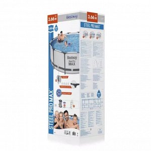 Каркасный бассейн (56418) BestWay [366х100см, 9150л, 37.19кг,  карт. фил.-насос, лестница]