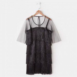 Платье с бахромой MINAKU, размер 44, цвет черный