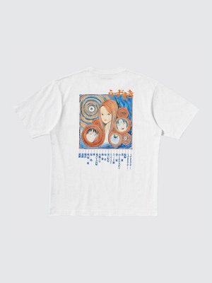 UNIQLO UT - хлопковая футболка с дизайном манги "Спираль" - 00 WHITE