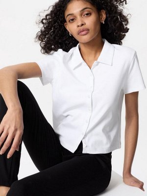 UNIQLO - укороченная рубашка из хлопка - 00 WHITE