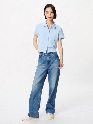 UNIQLO - укороченная рубашка из хлопка - 00 WHITE