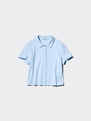 UNIQLO - укороченная рубашка из хлопка - 61 BLUE