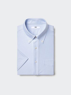 UNIQLO - мягкая рубашка с короткими рукавами в мелкую полоску - 61 BLUE