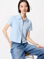 UNIQLO - укороченная рубашка из хлопка - 61 BLUE