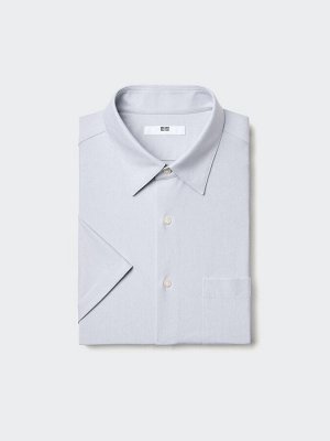 UNIQLO - базовая рубашка с короткими рукавами - 02 LIGHTGRAY
