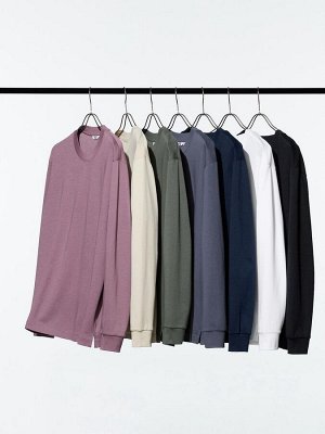 UNIQLO U - хлопковая кофта AIRism с круглым вырезом - 77 PURPLE
